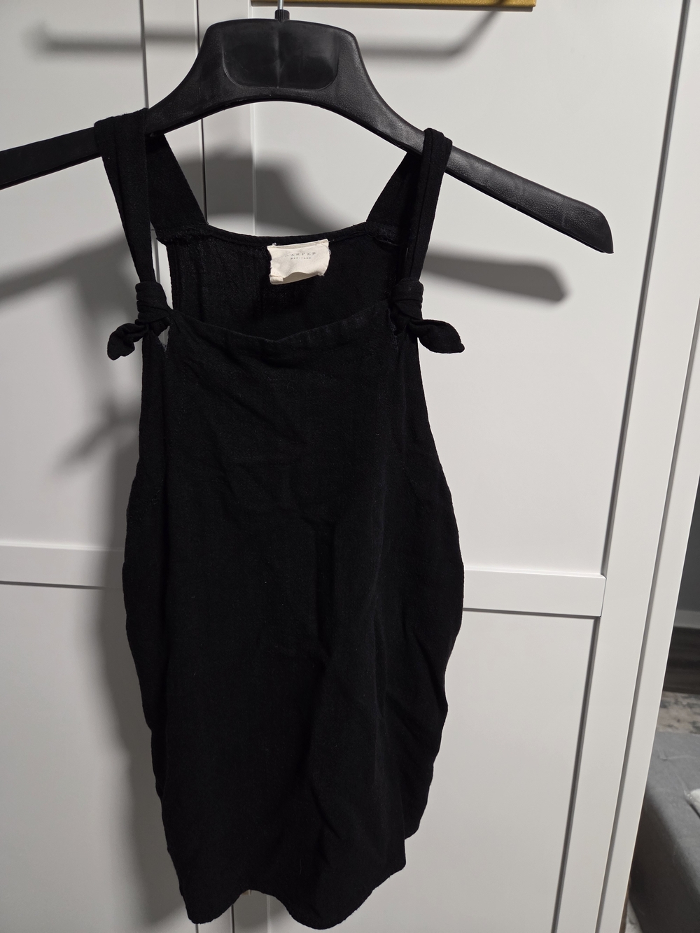 Black Tie-Shoulder Tank Top